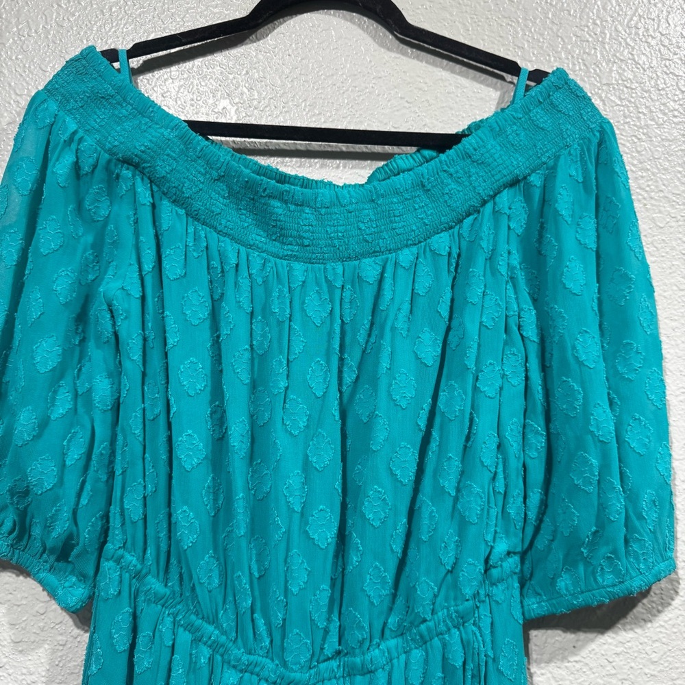 Lilly Pulitzer Rochelle Off-The-Shoulder Romper 3/4 Sleeves Green Size Medium - Picture 6 of 15
